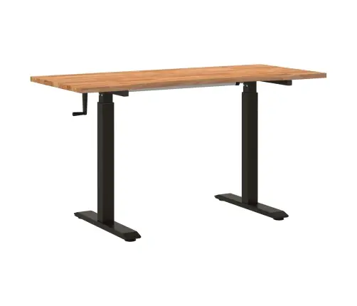 Galds Melns Un Gaiši Brūns 140 X 60 Cm Cietā Ozola Koks Vidaxl