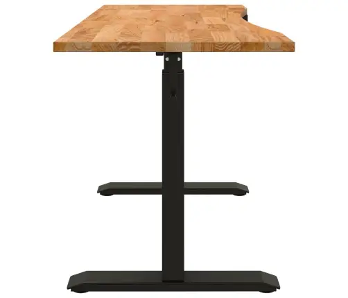 Galds Melns Un Gaiši Brūns 140 X 60 Cm Cietā Ozola Koks Vidaxl