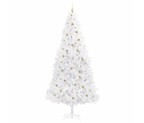 Tehisjõulupuu Koos 300 Led-Iga Valge 300 Cm Pvc Ja Teras