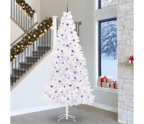 Tehisjõulupuu Koos 300 Led-Iga Valge 300 Cm Pvc Ja Teras