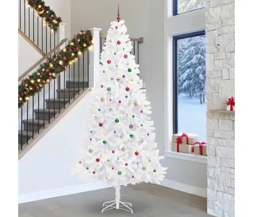 Mākslīgā Ziemassvētku Eglīte Balts 300 Cm Pvc Un Tērauds Vidaxl