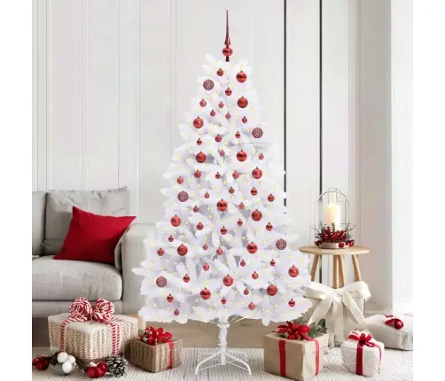 Dirbtinė Sulankstoma Kalėdų Eglutė Balta 180 Cm Pvc Ir Plienas