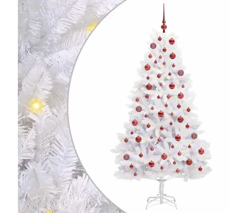 Dirbtinė Sulankstoma Kalėdų Eglutė Balta 180 Cm Pvc Ir Plienas
