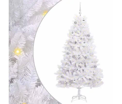 Mākslīgā Saliekamā Ziemassvētku Egle Su 300 Led Balts 180 Cm Vidaxl