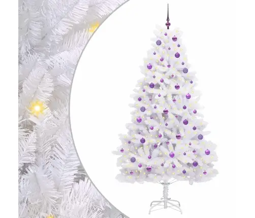 Mākslīgā Saliekamā Ziemassvētku Egle Su 300 Led Balts 210 Cm Vidaxl