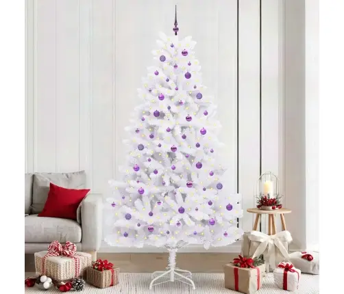 Dirbtinė Sulankstoma Kalėdų Eglutė Balta 240 Cm Pvc Ir Plienas