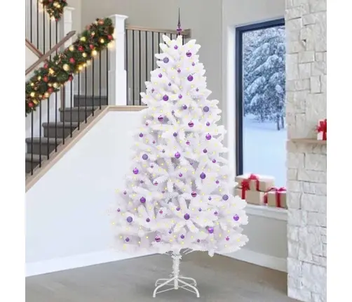 Dirbtinė Sulankstoma Kalėdų Eglutė Balta 270 Cm Pvc Ir Plienas