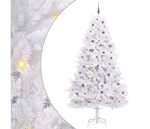 Dirbtinė Sulankstoma Kalėdų Eglutė Balta 270 Cm Pvc Ir Plienas