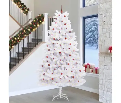 Dirbtinė Sulankstoma Kalėdų Eglutė Balta 300 Cm Pvc Ir Plienas