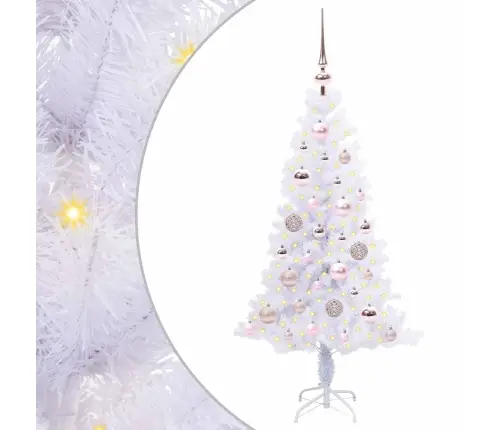 Dirbtinė Kalėdų Eglutė Su 150 Led Balta 120 Cm Pvc Ir Plienas