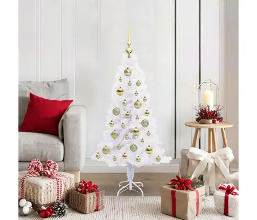 Dirbtinė Kalėdų Eglutė Su 150 Led Balta 120 Cm Pvc Ir Plienas