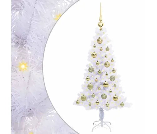 Dirbtinė Kalėdų Eglutė Su 150 Led Balta 120 Cm Pvc Ir Plienas