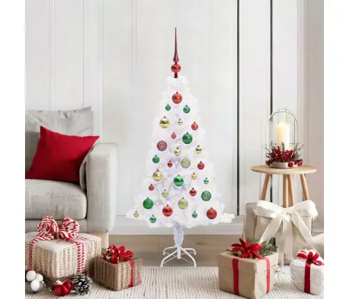 Mākslīgā Ziemassvētku Eglīte Balts 120 Cm Pvc Un Tērauds Vidaxl