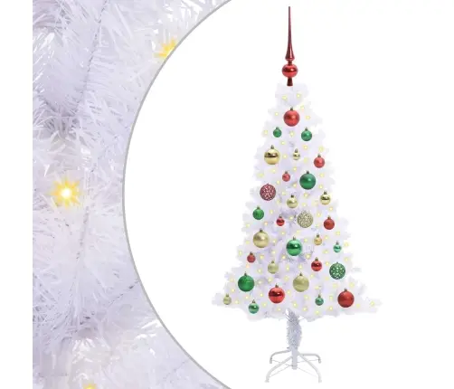 Mākslīgā Ziemassvētku Eglīte Balts 120 Cm Pvc Un Tērauds Vidaxl