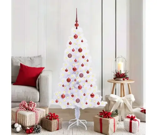 Tehisjõulupuu Koos 150 Led-Iga Valge 150 Cm Pvc Ja Teras