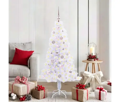 Mākslīgā Ziemassvētku Eglīte Balts 150 Cm Pvc Un Tērauds Vidaxl