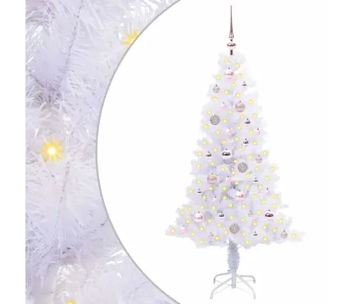 Mākslīgā Ziemassvētku Eglīte Balts 150 Cm Pvc Un Tērauds Vidaxl