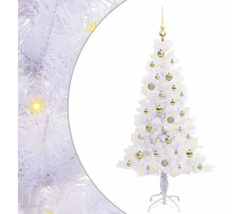 Dirbtinė Kalėdų Eglutė Su 150 Led Balta 150 Cm Pvc Ir Plienas