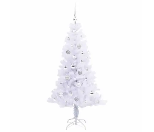 Mākslīgā Ziemassvētku Eglīte Balts 150 Cm Pvc Un Tērauds Vidaxl