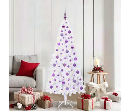 Tehisjõulupuu Koos 300 Led-Iga Valge 180 Cm Pvc Ja Teras