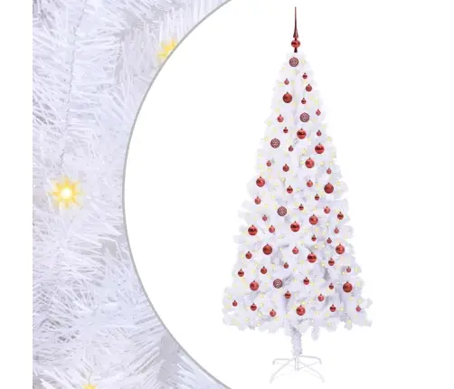 Tehisjõulupuu Koos 300 Led-Iga Valge 210 Cm Pvc Ja Teras