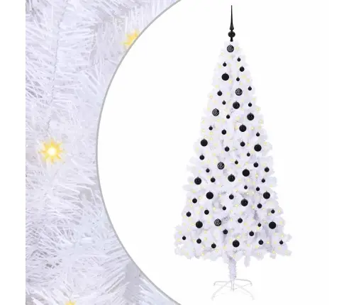 Tehisjõulupuu Koos 300 Led-Iga Valge 210 Cm Pvc Ja Teras