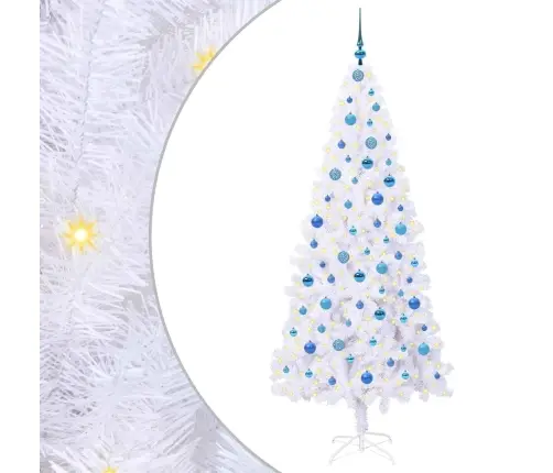 Tehisjõulupuu Koos 300 Led-Iga Valge 210 Cm Pvc Ja Teras