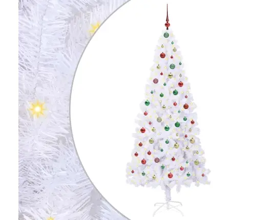 Mākslīgā Ziemassvētku Eglīte Balts 210 Cm Pvc Un Tērauds Vidaxl