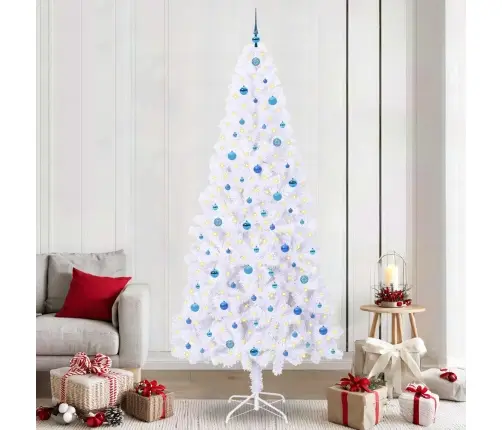 Dirbtinė Kalėdų Eglutė Su 300 Led Balta 240 Cm Pvc Ir Plienas