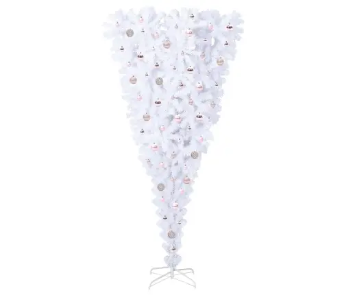 Mākslīgā Ziemassvētku Eglīte Balts 210 Cm Pvc Un Tērauds Vidaxl