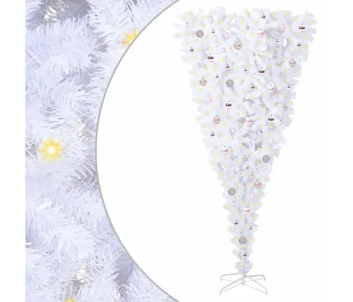 Mākslīgā Ziemassvētku Eglīte Balts 210 Cm Pvc Un Tērauds Vidaxl