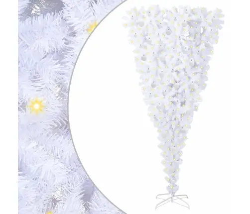 Mākslīgā Ziemassvētku Eglīte Balts 210 Cm Pvc Un Tērauds Vidaxl