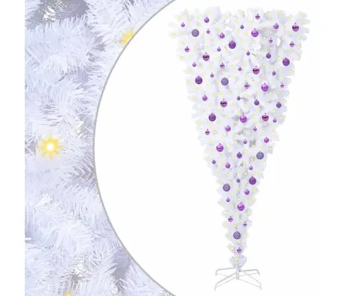 Mākslīgā Ziemassvētku Eglīte Balts 210 Cm Pvc Un Tērauds Vidaxl