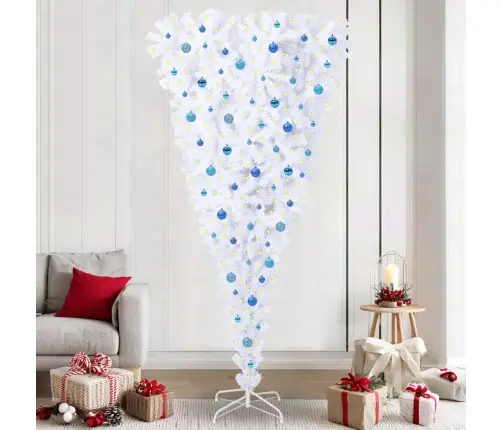 Mākslīgā Ziemassvētku Eglīte Balts 240 Cm Pvc Un Tērauds Vidaxl