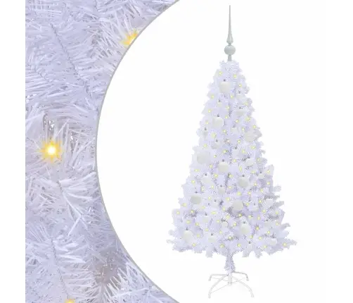 Dirbtinė Kalėdų Eglutė Su 150 Led Balta 120 Cm Pvc Ir Plienas