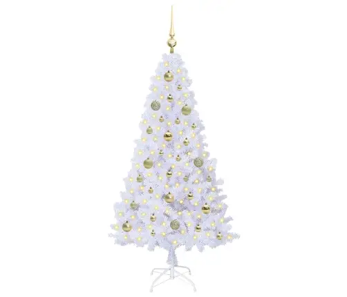 Mākslīgā Ziemassvētku Eglīte Balts 150 Cm Pvc Un Tērauds Vidaxl