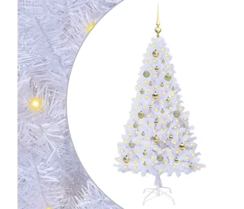 Mākslīgā Ziemassvētku Eglīte Balts 150 Cm Pvc Un Tērauds Vidaxl