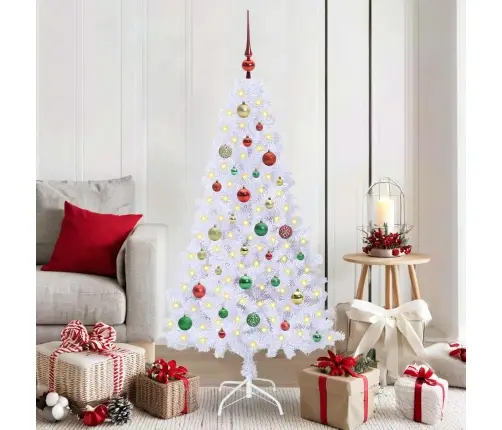 Tehisjõulupuu Koos 150 Led-Iga Valge 150 Cm Pvc Ja Teras