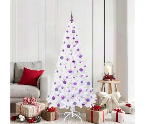 Mākslīgā Ziemassvētku Eglīte Balts 180 Cm Pvc Un Tērauds Vidaxl