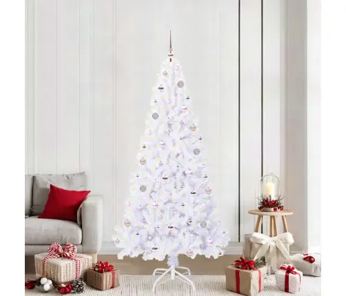 Mākslīgā Ziemassvētku Eglīte Balts 210 Cm Pvc Un Tērauds Vidaxl