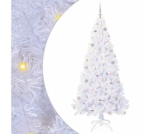 Mākslīgā Ziemassvētku Eglīte Balts 210 Cm Pvc Un Tērauds Vidaxl