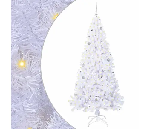 Tehisjõulupuu Koos 300 Led-Iga Valge 210 Cm Pvc Ja Teras