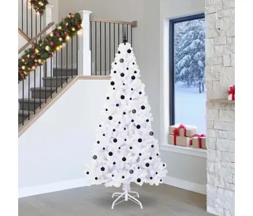 Mākslīgā Ziemassvētku Eglīte Balts 240 Cm Pvc Un Tērauds Vidaxl