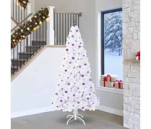 Mākslīgā Ziemassvētku Eglīte Balts 240 Cm Pvc Un Tērauds Vidaxl