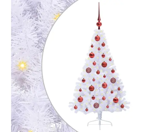 Dirbtinė Kalėdų Eglutė Su 150 Led Balta 120 Cm Pvc Ir Plienas