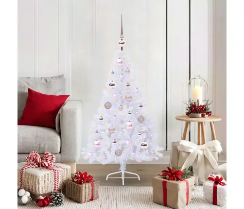 Dirbtinė Kalėdų Eglutė Su 150 Led Balta 120 Cm Pvc Ir Plienas