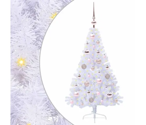 Dirbtinė Kalėdų Eglutė Su 150 Led Balta 120 Cm Pvc Ir Plienas