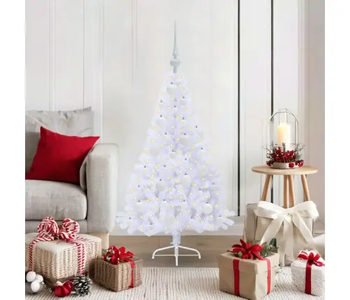Dirbtinė Kalėdų Eglutė Su 150 Led Balta 120 Cm Pvc Ir Plienas