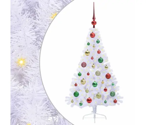 Tehisjõulupuu Koos 150 Led-Iga Valge 120 Cm Pvc Ja Teras