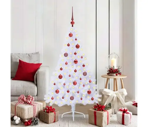 Mākslīgā Ziemassvētku Eglīte Balts 150 Cm Pvc Un Tērauds Vidaxl